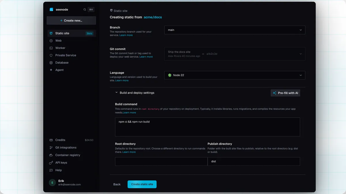 Static sites, Docker images, and a new env editor