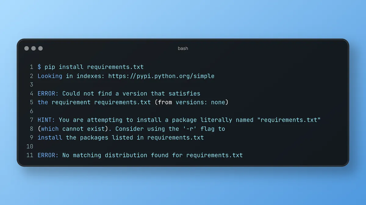 Fixing the pip install requirements.txt Error