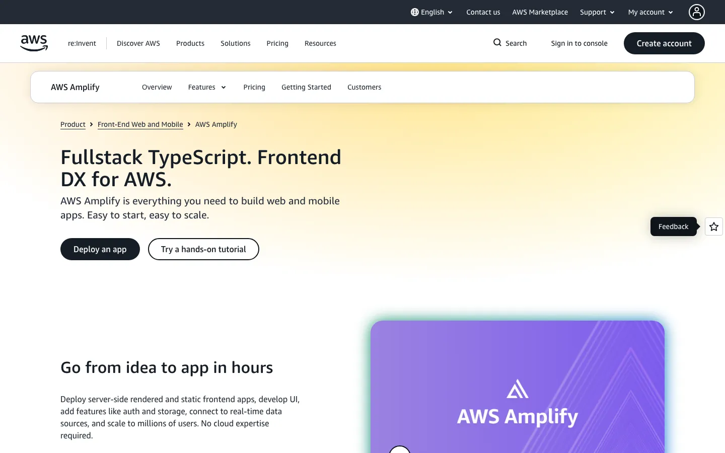 AWS Amplify homepage