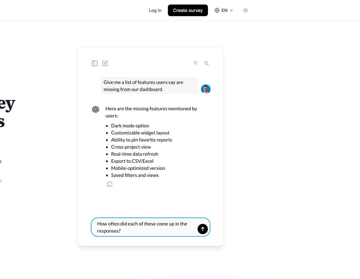 AI-generated themes from NPS responses in Specific