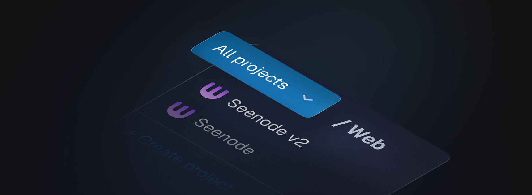 Project selector in the breadcrumb bar at the top of the Seenode dashboard