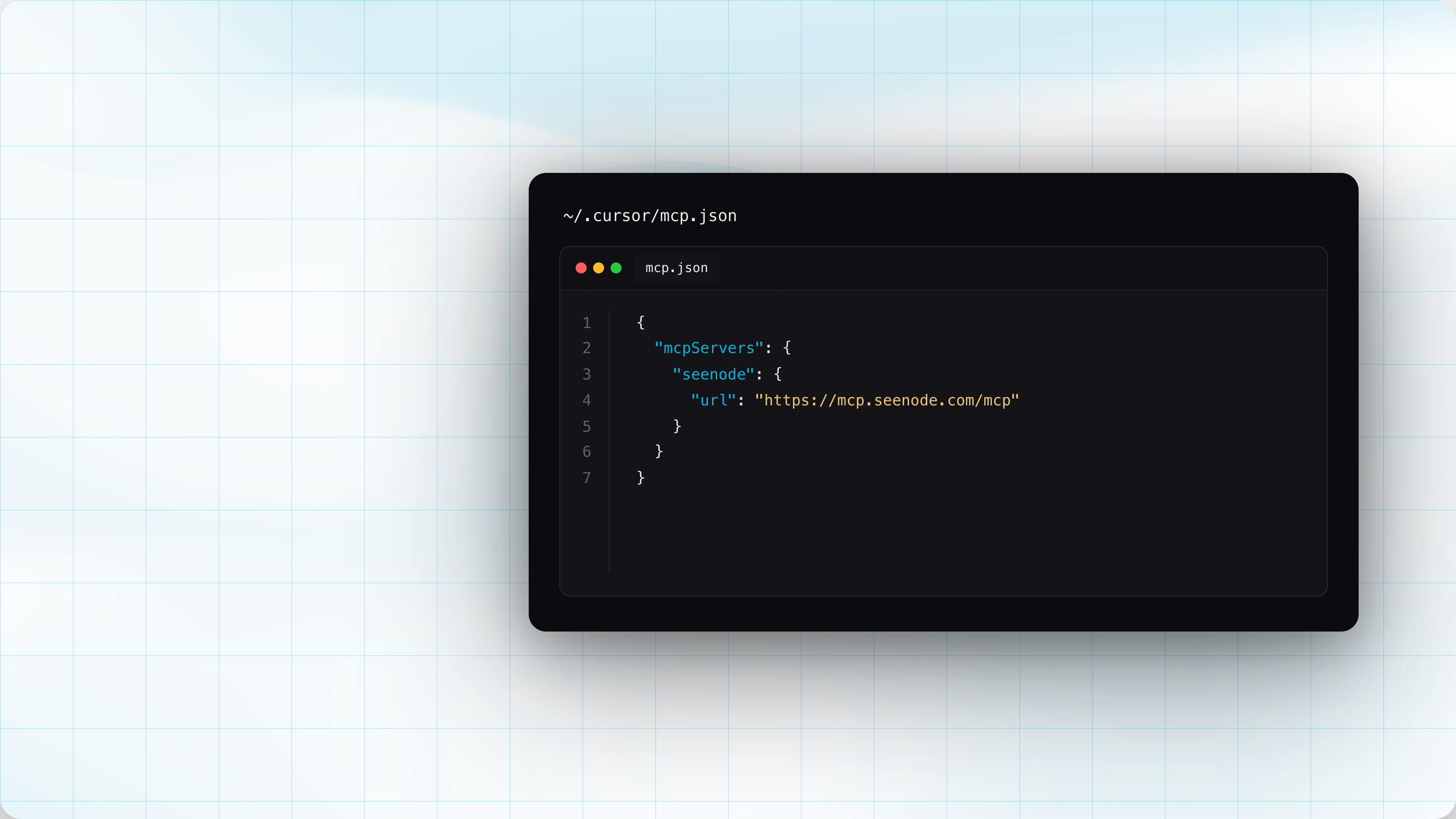 Cursor mcp.json pointed at https://mcp.seenode.com/mcp